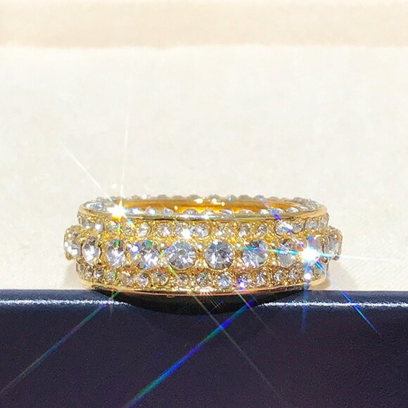💎Eternity Band 18K Gold Plated Cubic Zircon EngagementRings for Women,UNVN12364 - Picture 5 of 6